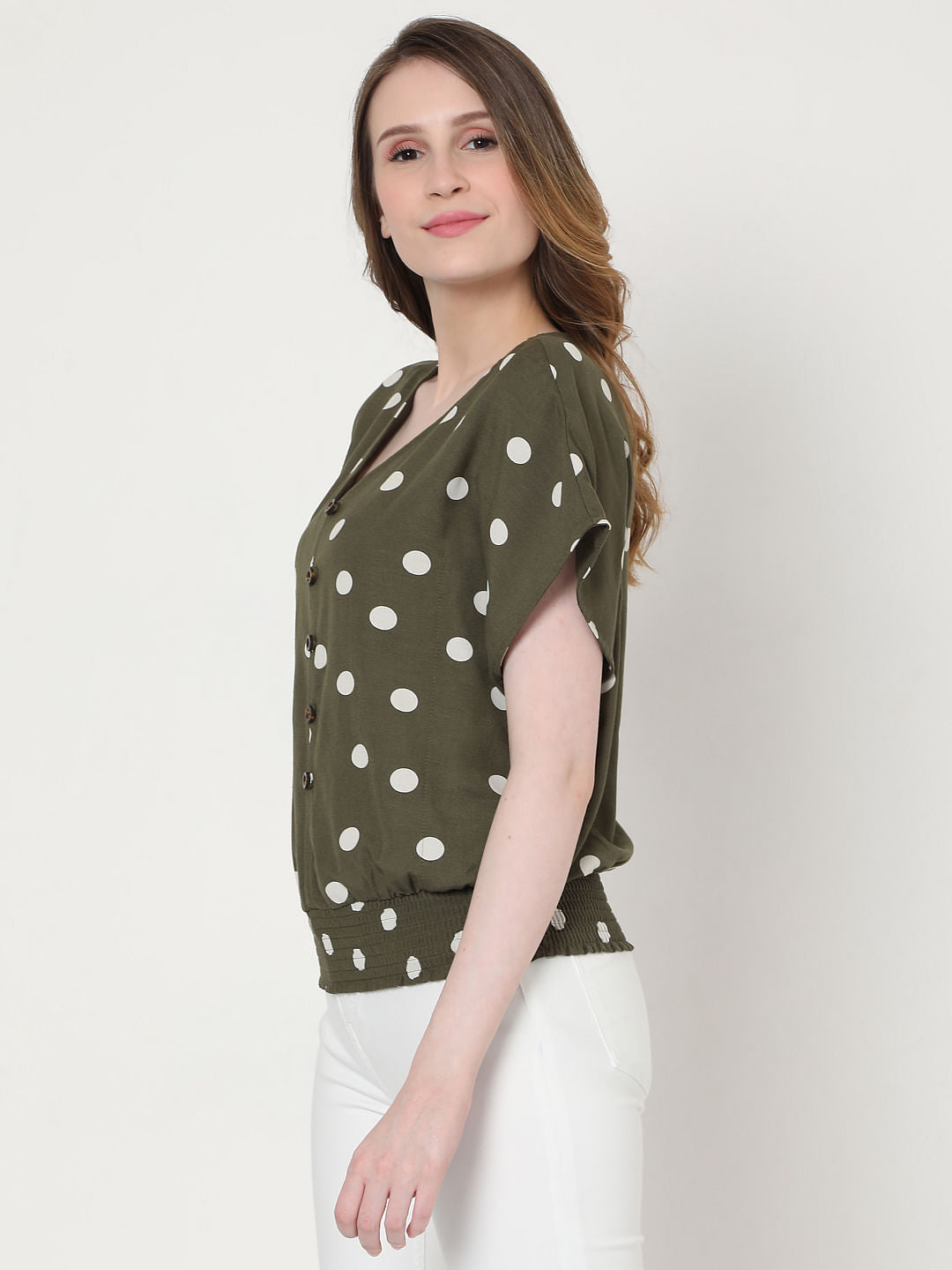 Green Polka Dot Top