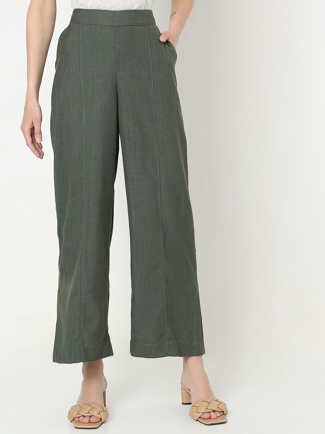 Green High Rise Pants