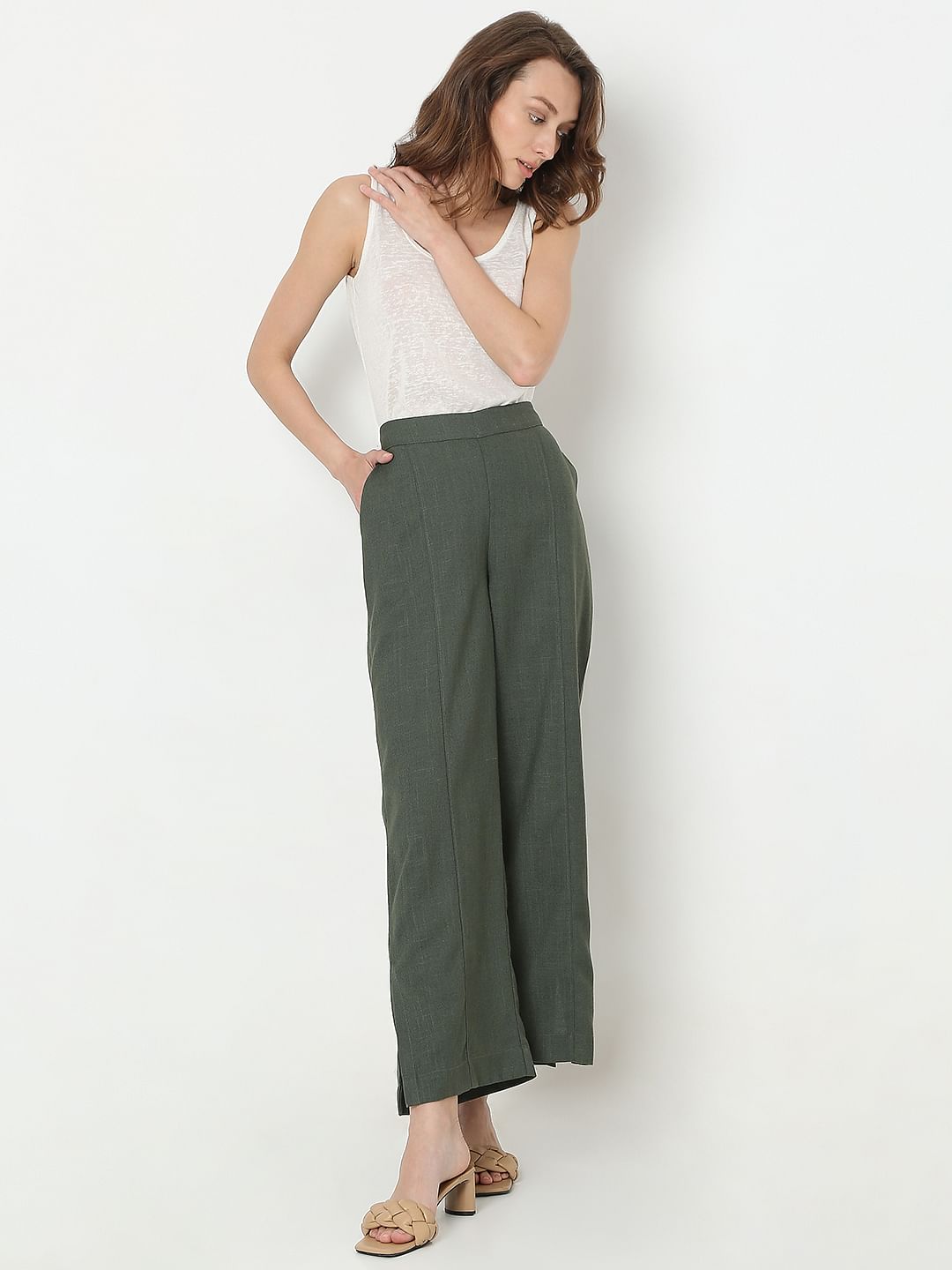 Green High Rise Pants