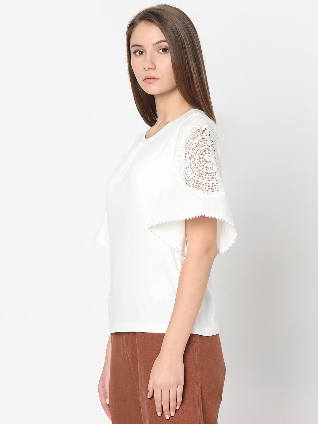 White Lace Patch T-Shirt