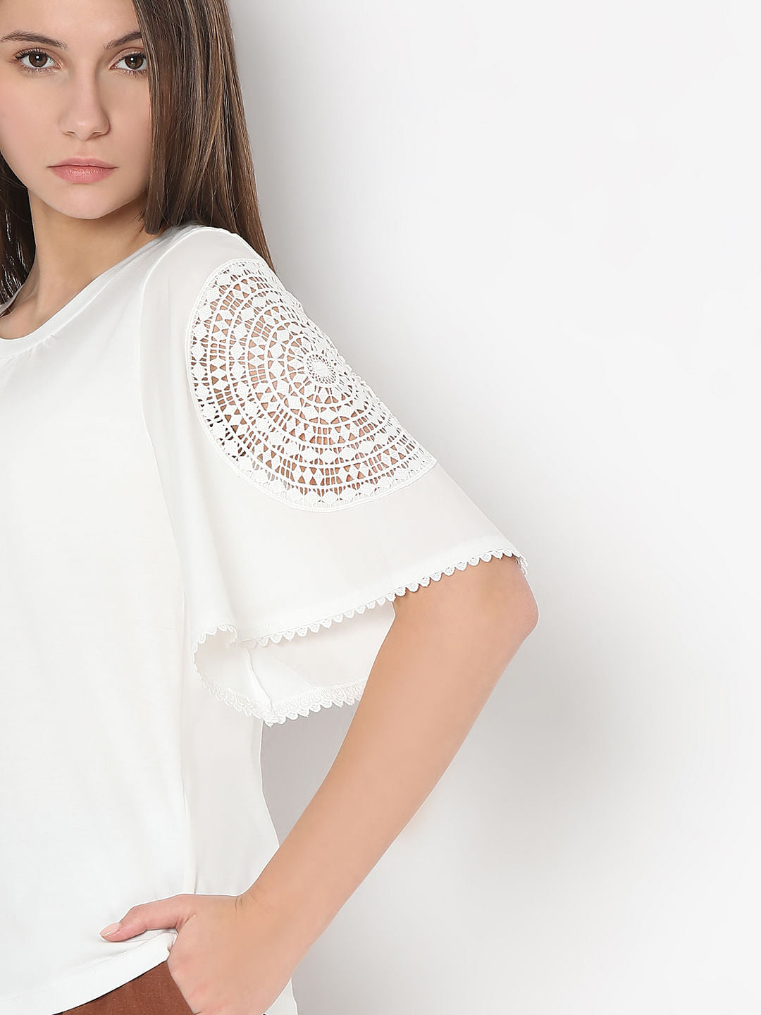 White Lace Patch T-Shirt