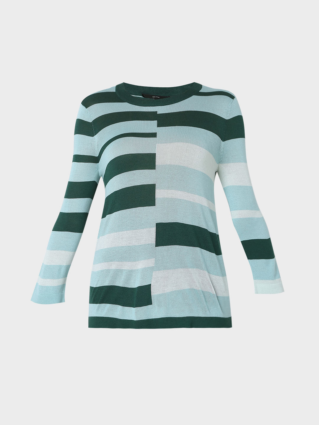 Green Colourblocked Knit Top