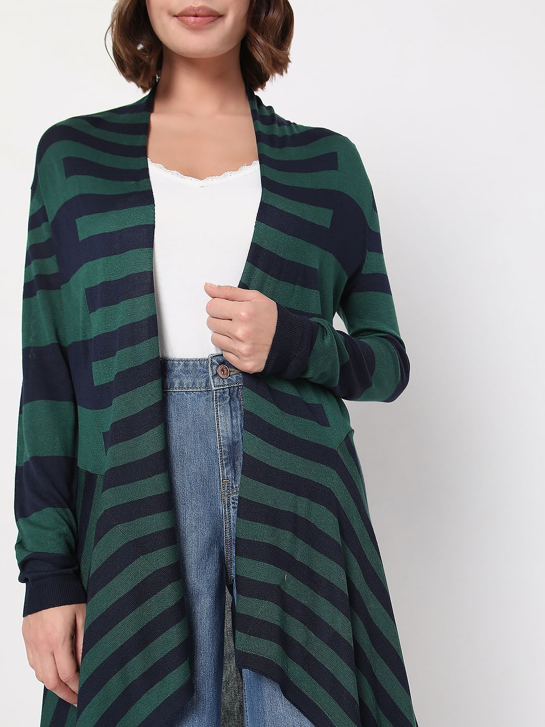 Green Striped Shrug