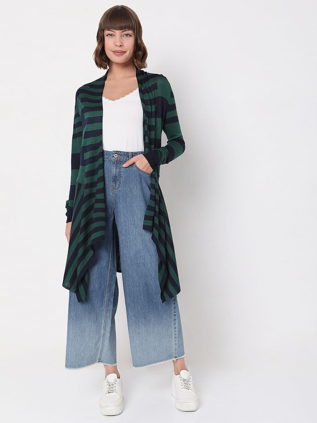 Green Striped Shrug