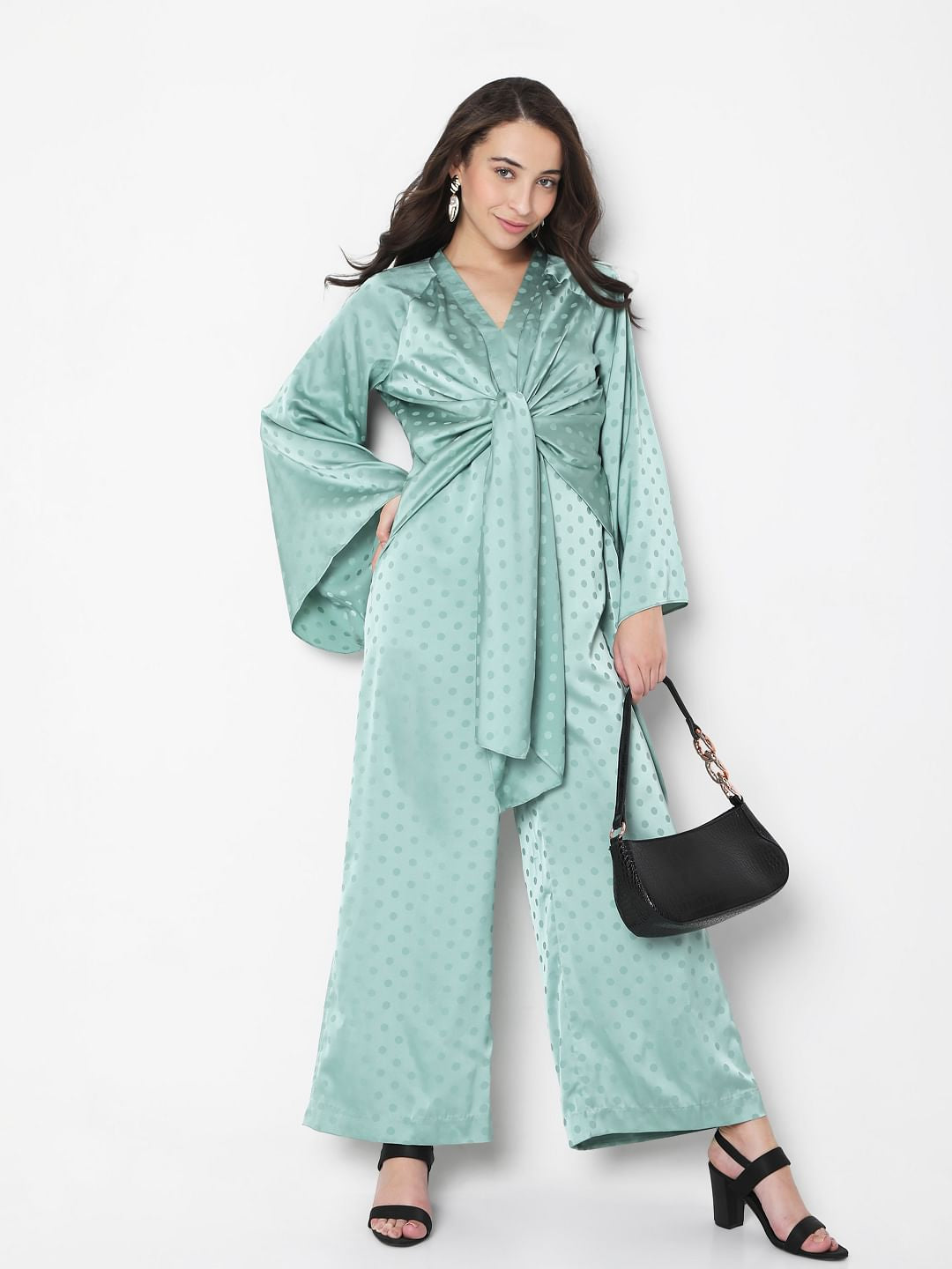 Blue Front Tie Up Jumpsuit