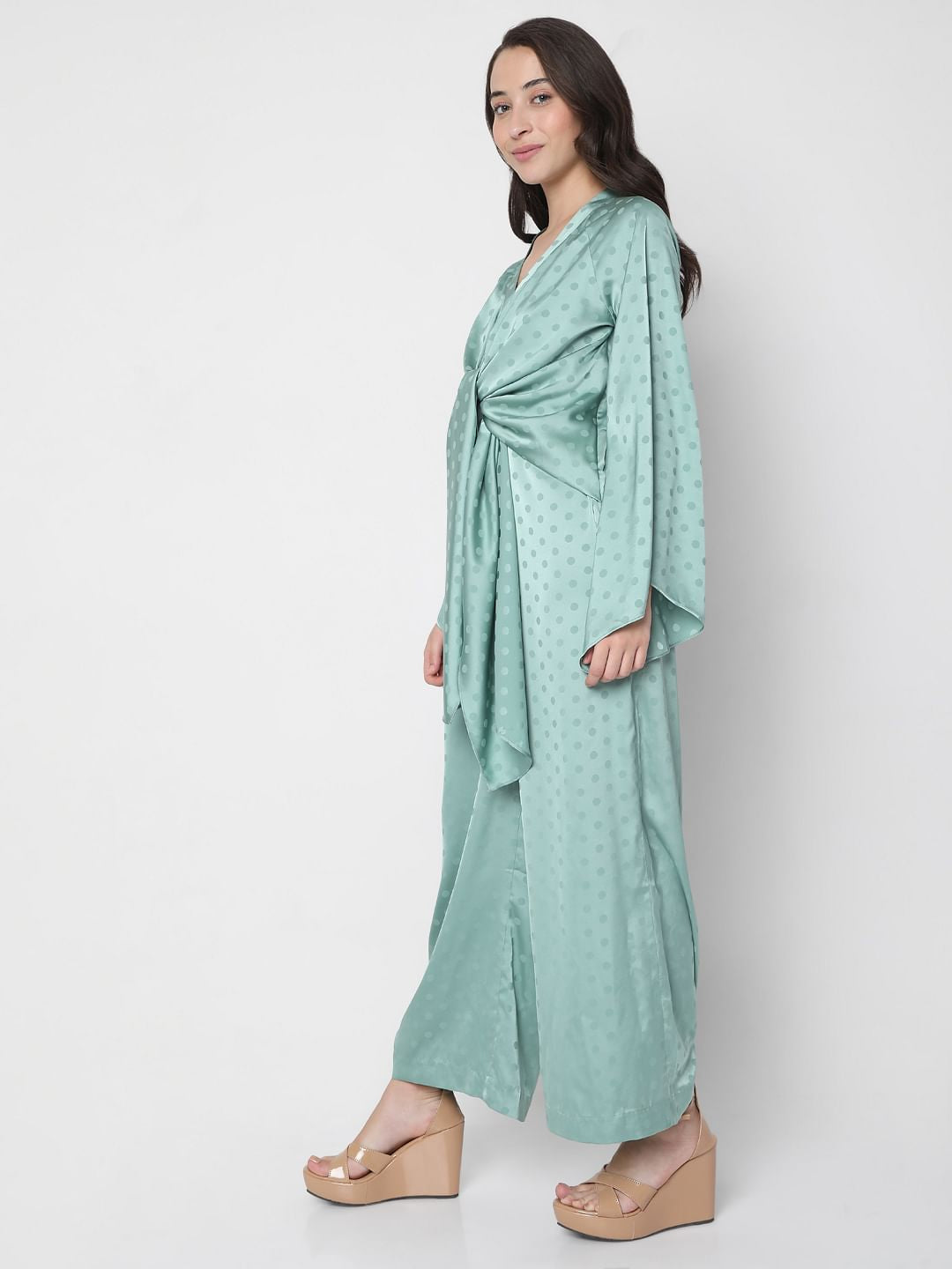 Blue Front Tie Up Jumpsuit