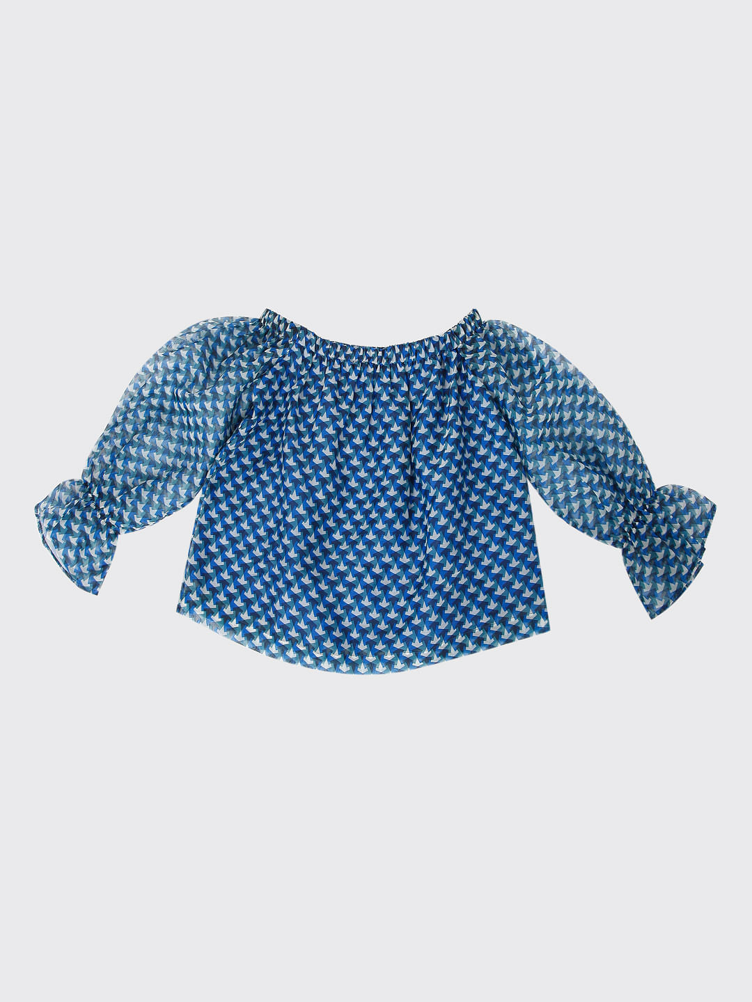 Blue Printed Off Shoulder Top