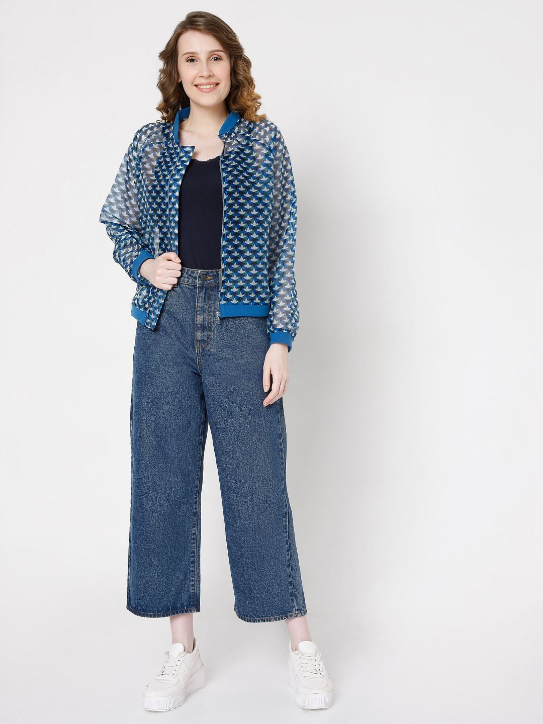 Blue Geometric Print Jacket