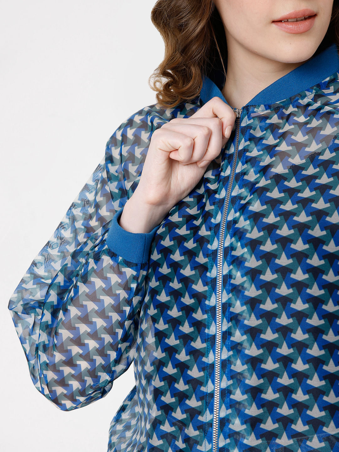 Blue Geometric Print Jacket