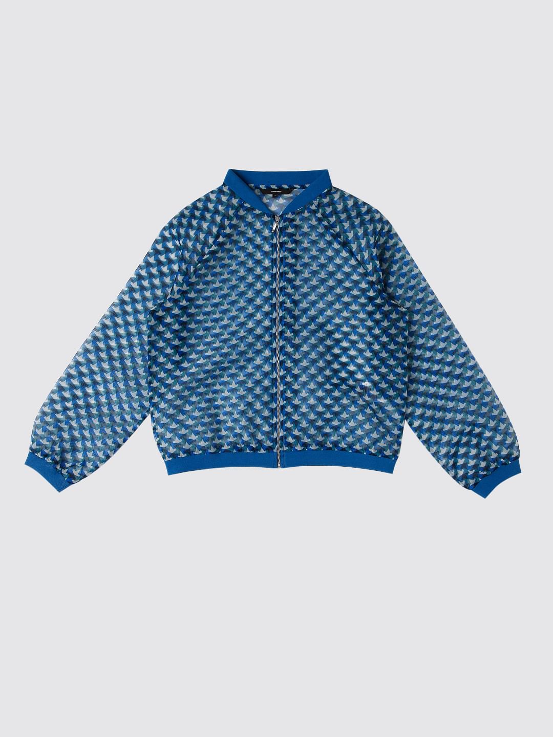 Blue Geometric Print Jacket