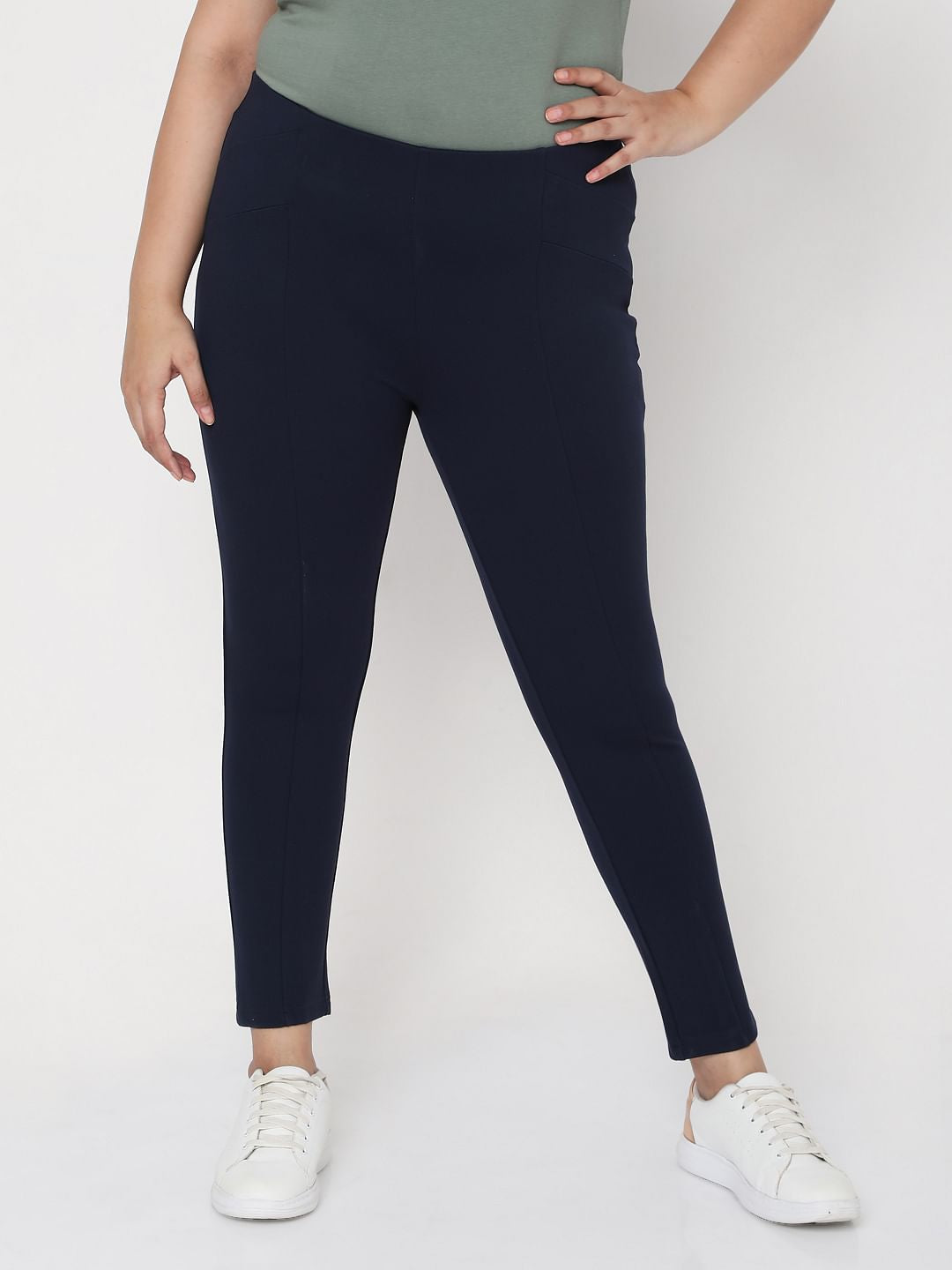 Curve Blue Mid Rise Leggings