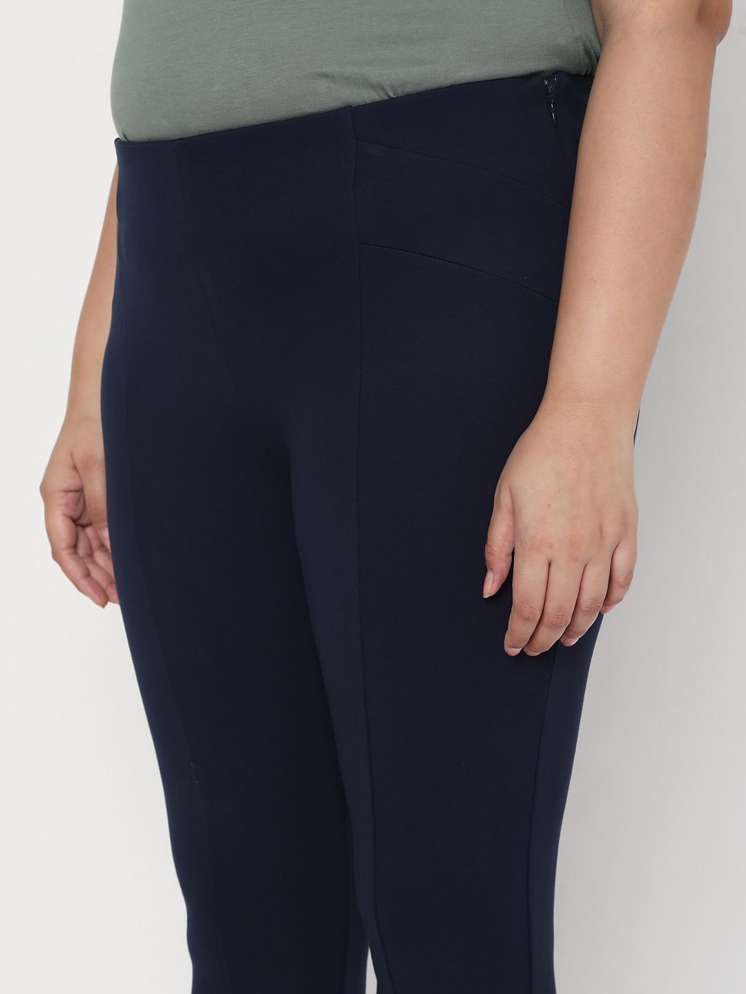 Curve Blue Mid Rise Leggings