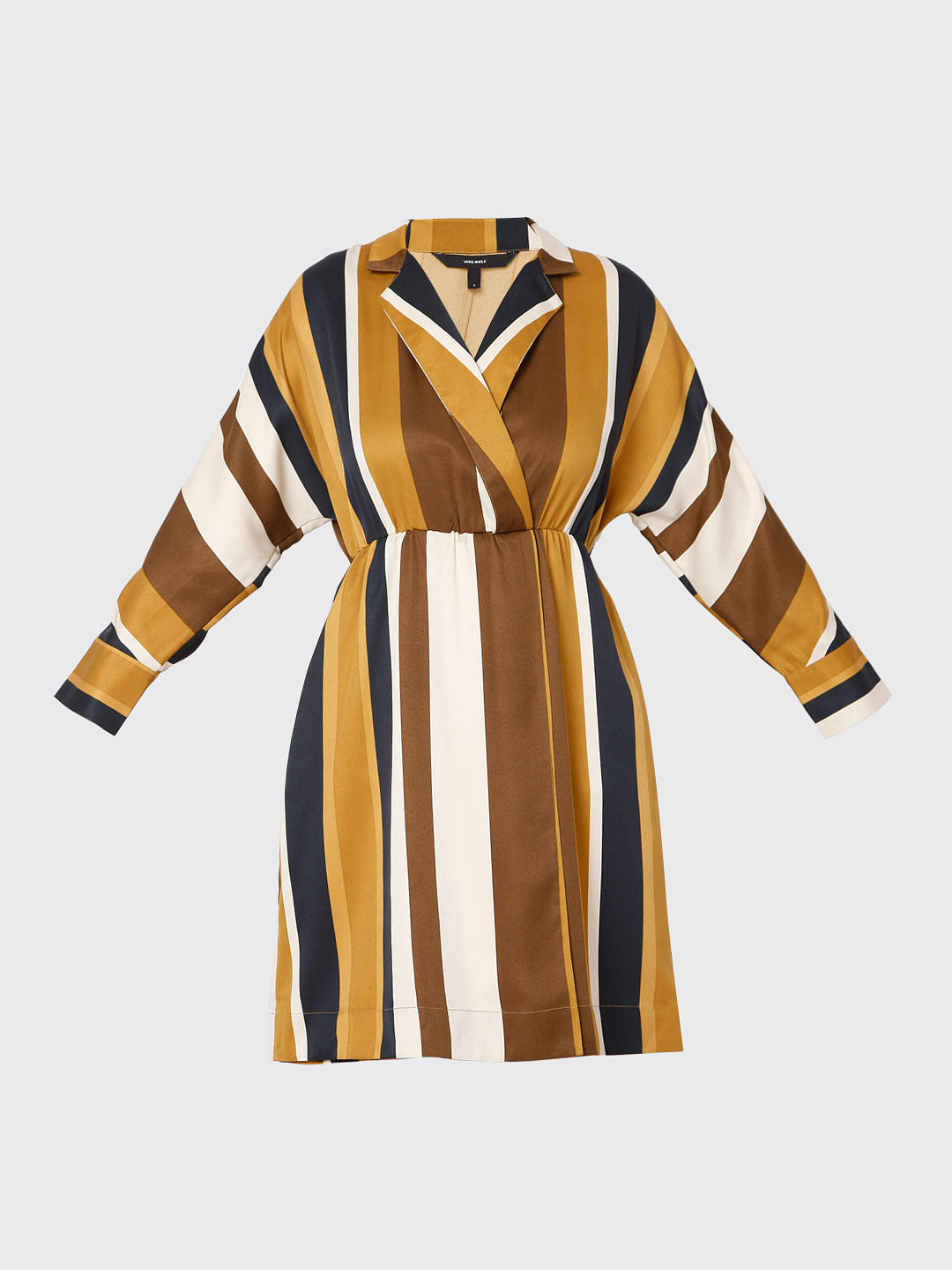 Brown Striped Fit & Flare Dress