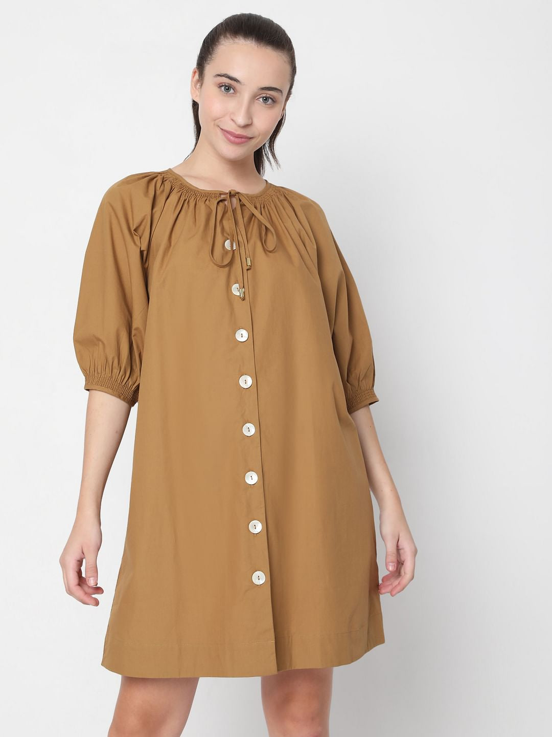 Brown Button Down Dress