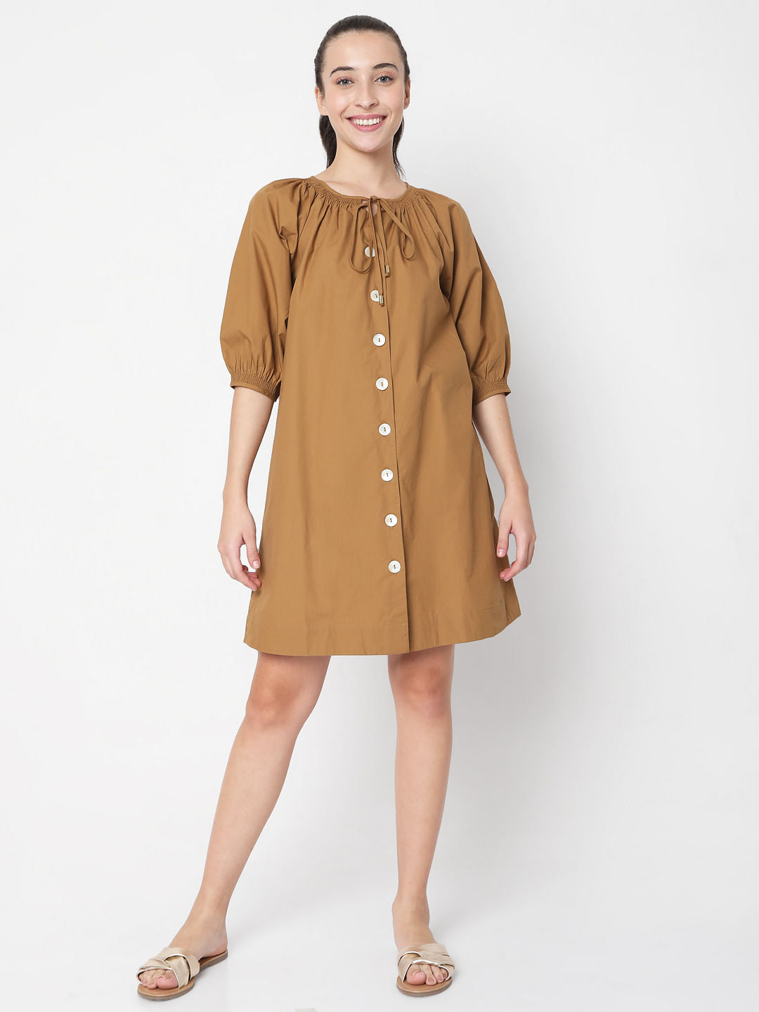 Brown Button Down Dress
