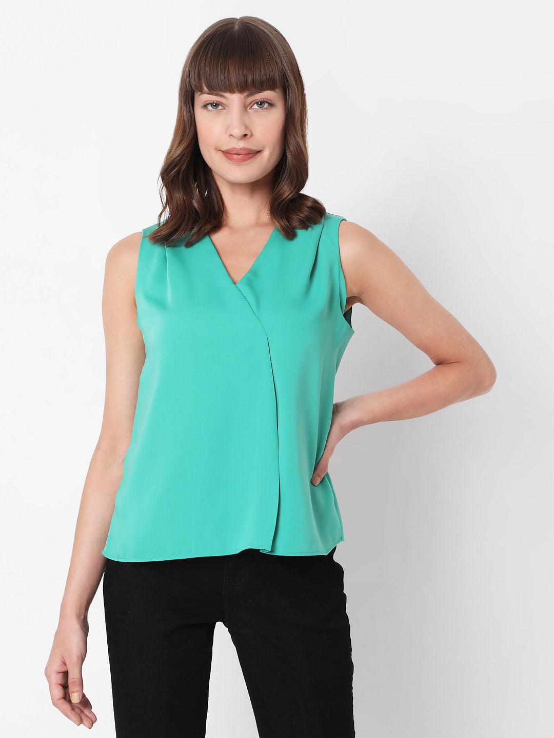Green V Neck Top