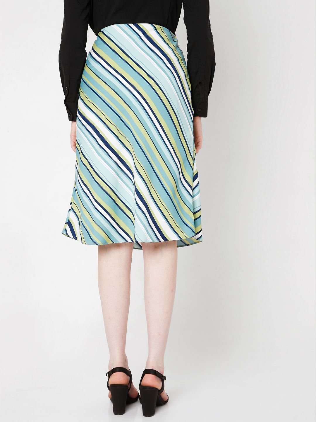 Green Striped A-Line Co-Ord Set Skirt