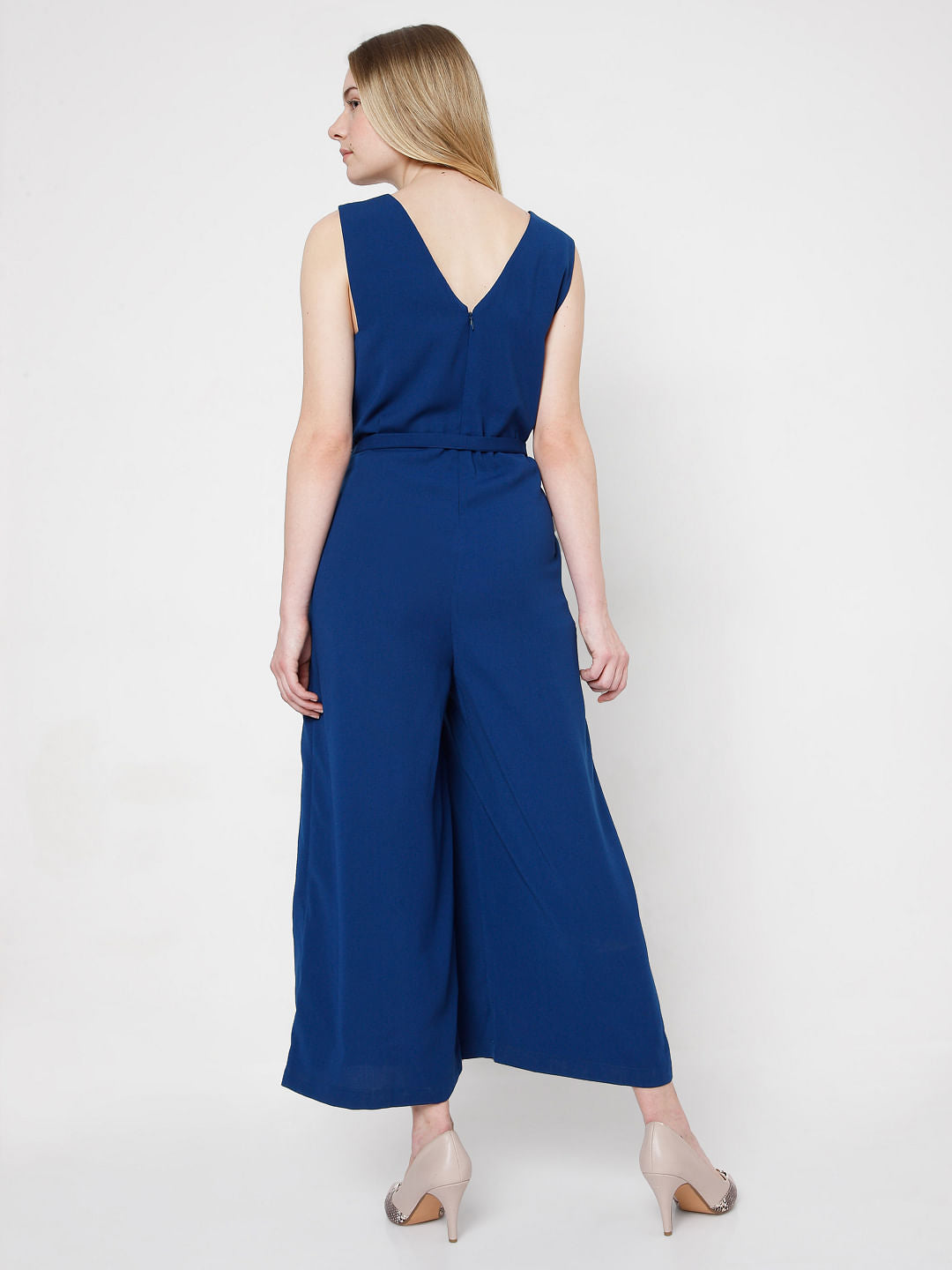 Blue Waist Tie-Up Jumpsuit
