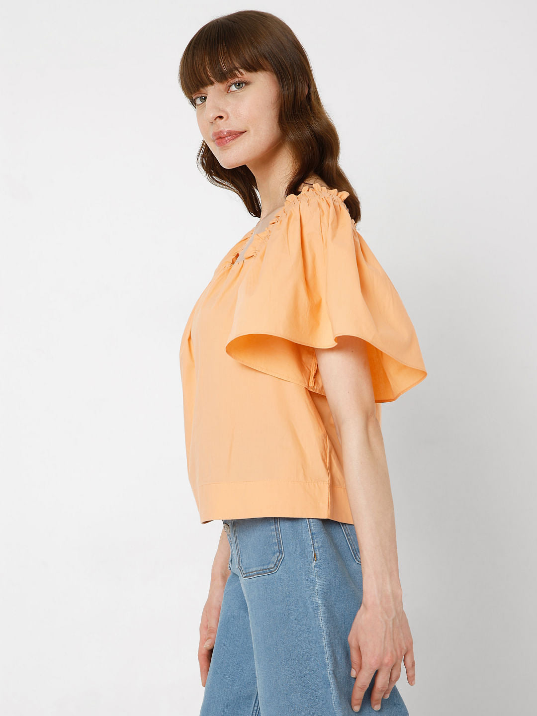 Orange Flared Sleeves Top