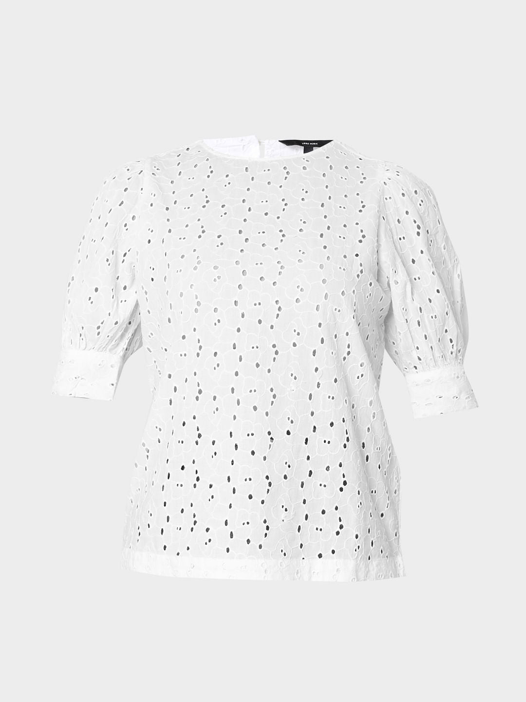 White Schiffli Top