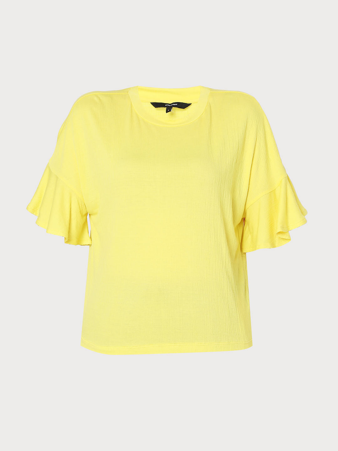 Yellow Frill Sleeves Top