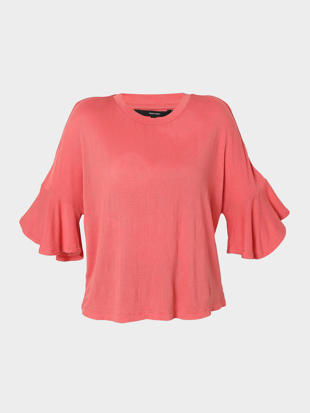 Coral Flared Sleeves Top