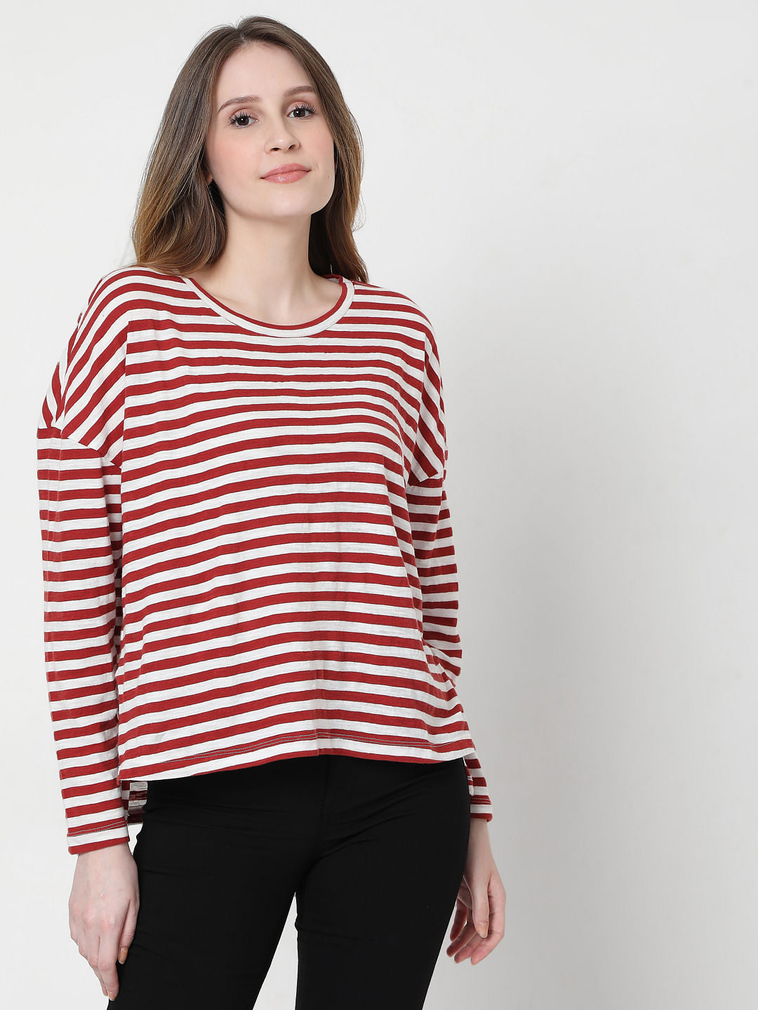 Red Oversized Striped T-Shirt