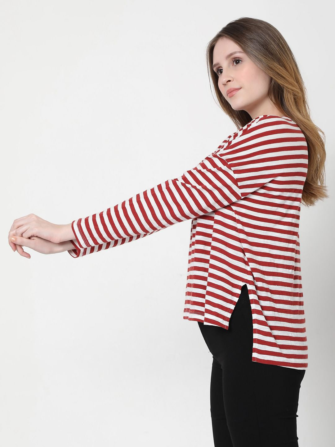 Red Oversized Striped T-Shirt