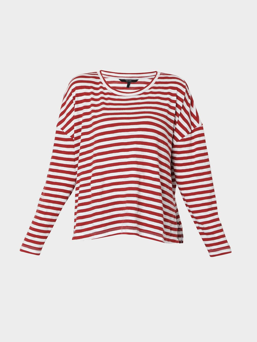 Red Oversized Striped T-Shirt