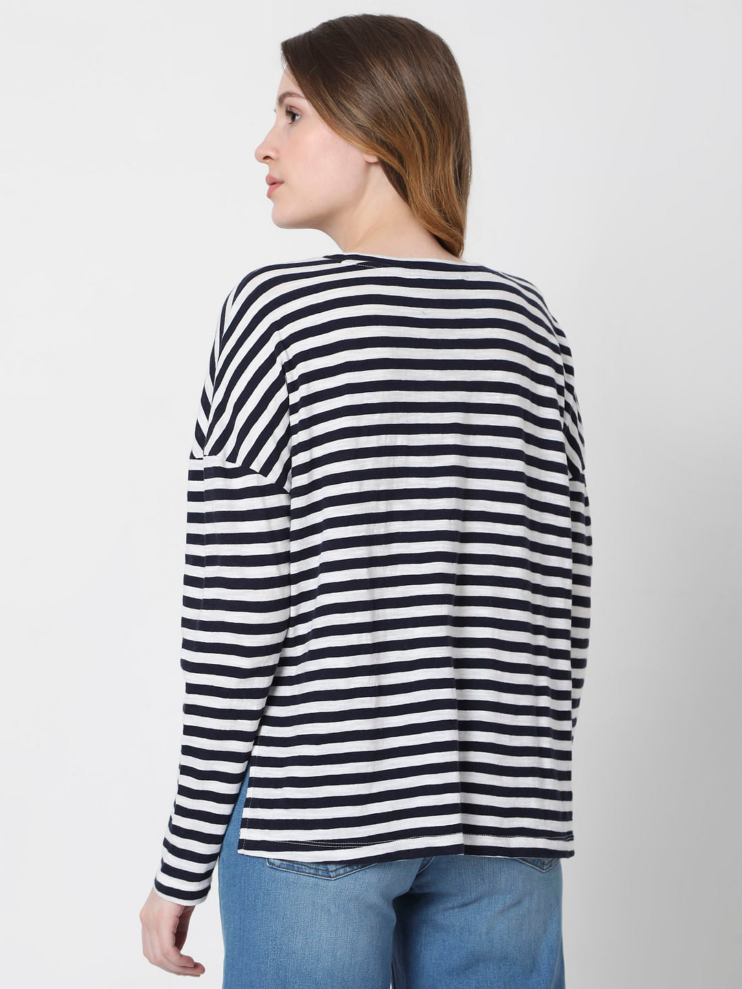 Blue Oversized Striped T-Shirt