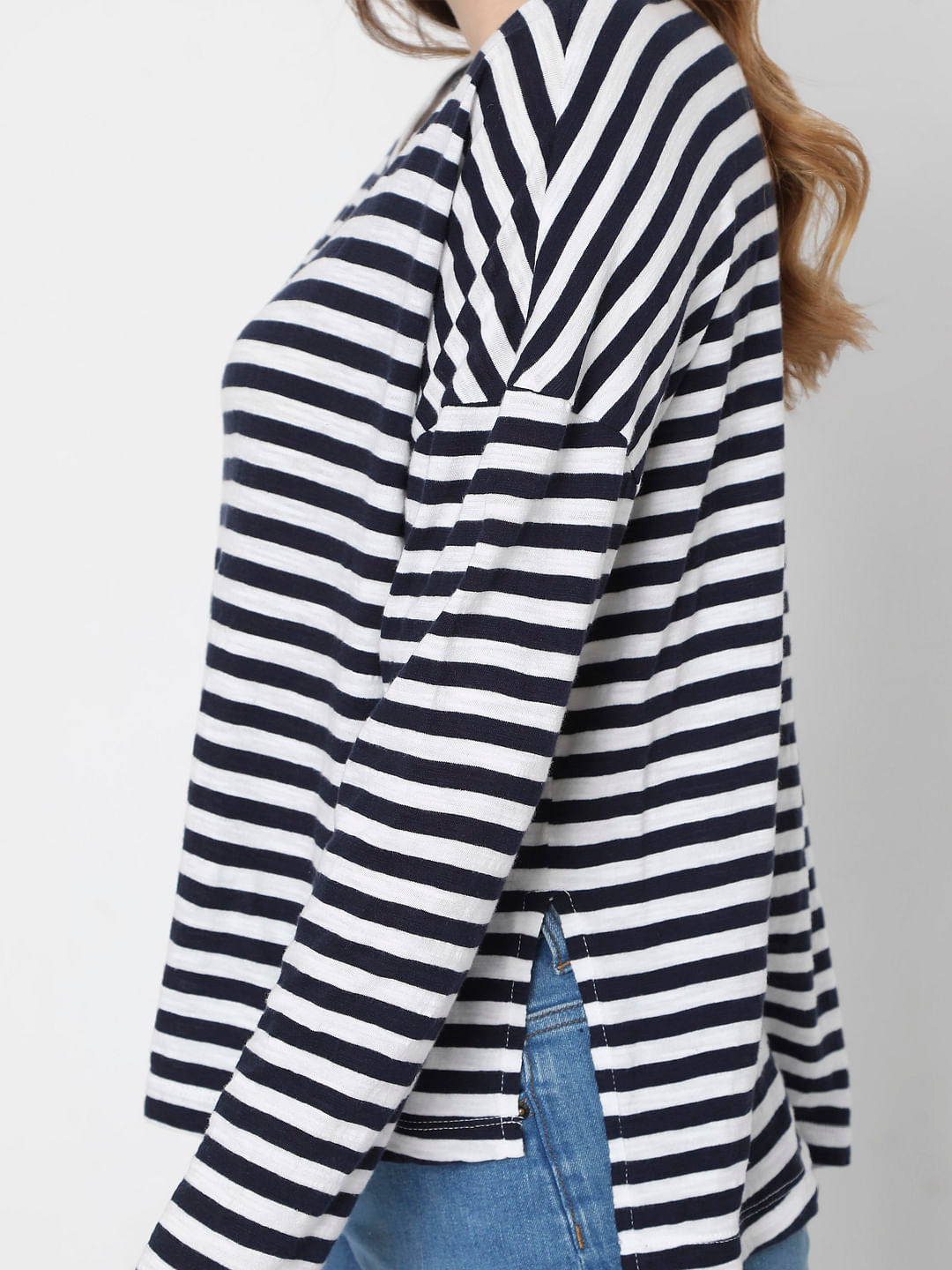 Blue Oversized Striped T-Shirt