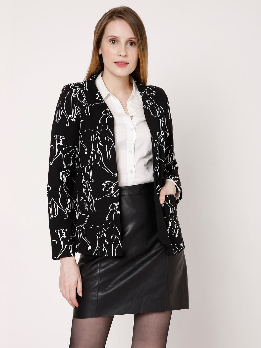 Black Abstract Print Jacket