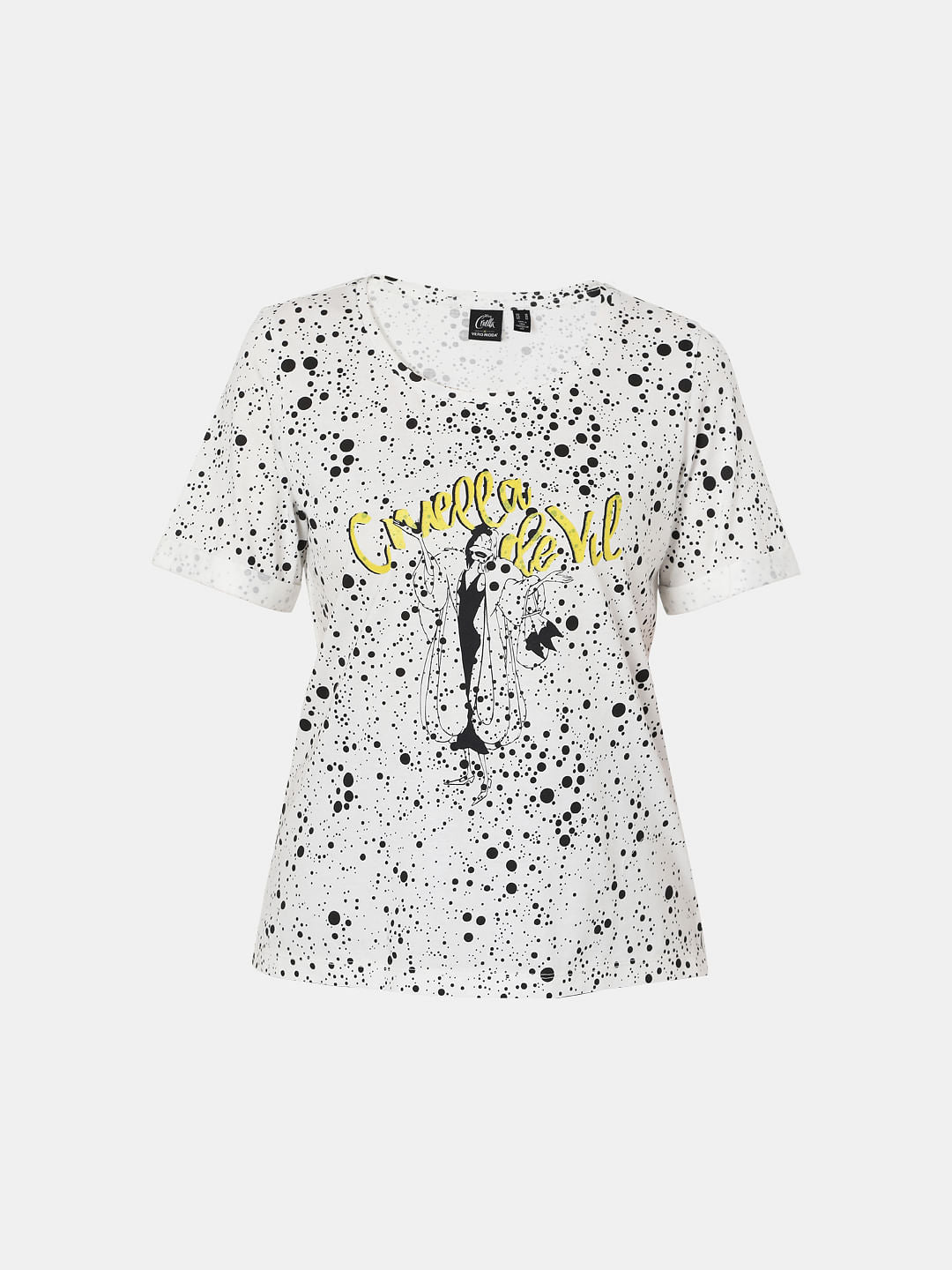X Cruella White Cruella De Vil Print T-Shirt
