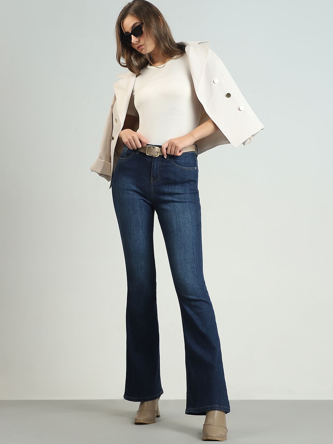 Dark Blue High Rise Petra Bootcut Jeans