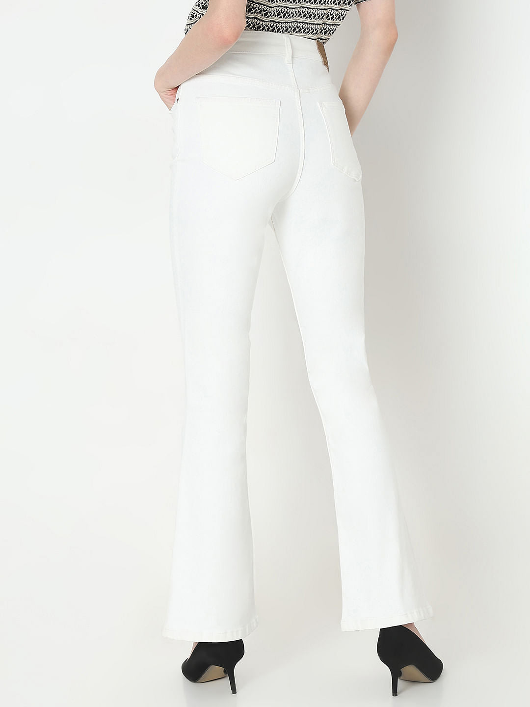 White High Rise Bootcut Jeans