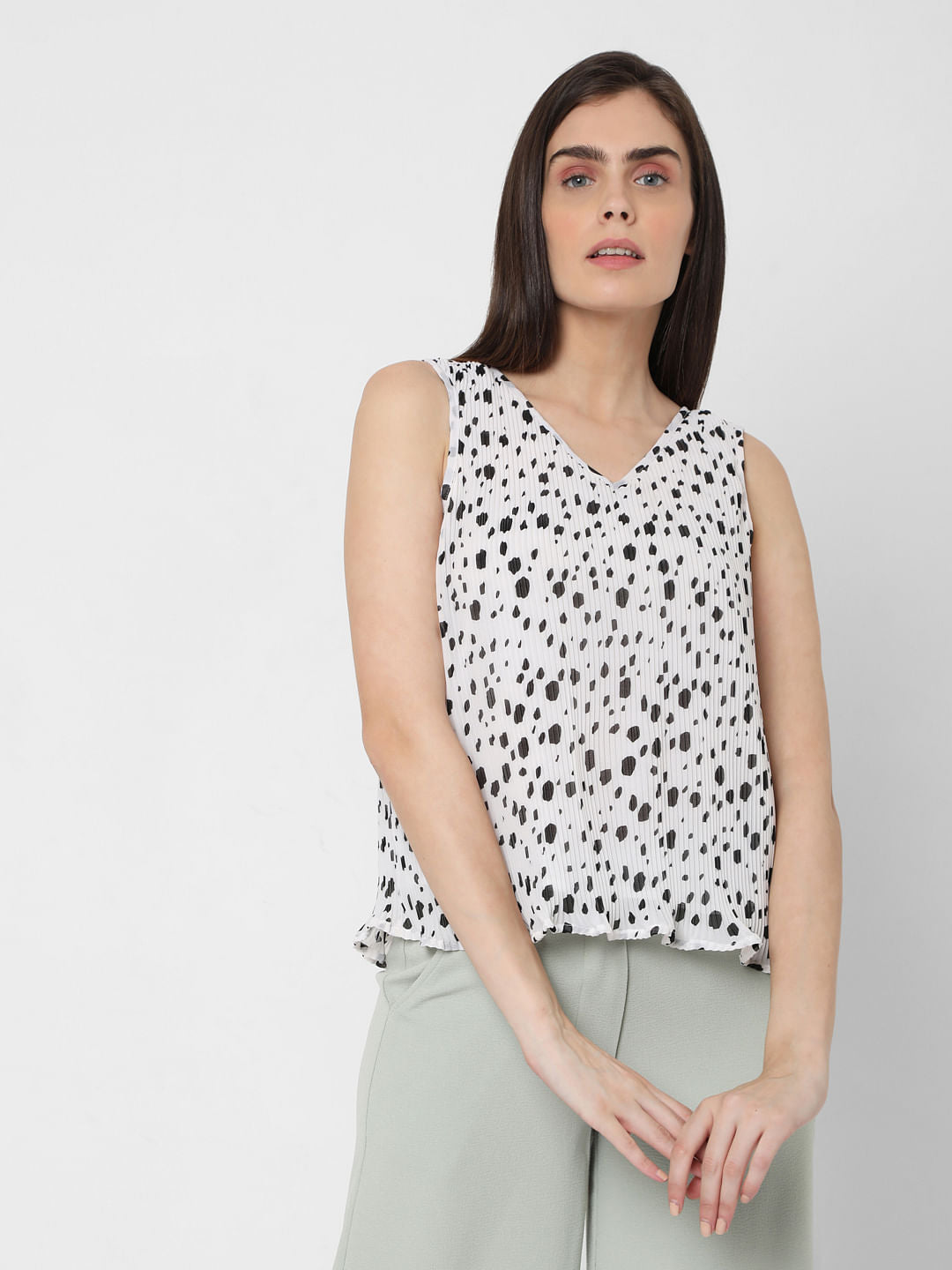 X Cruella White Pleated Co-Ord Set Top