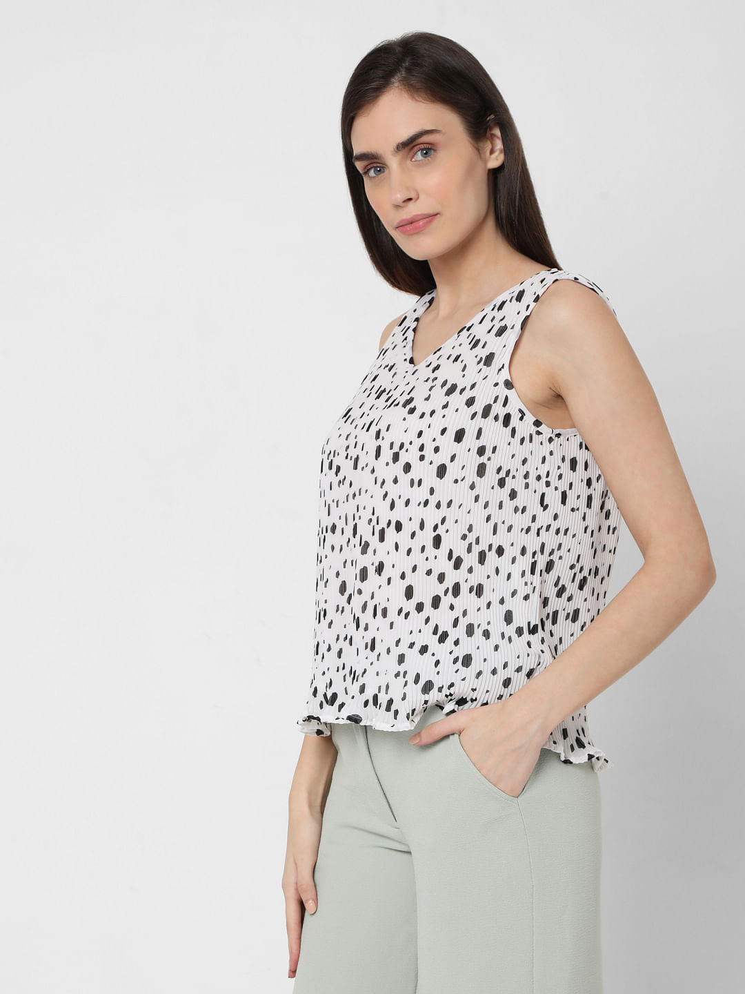 X Cruella White Pleated Co-Ord Set Top