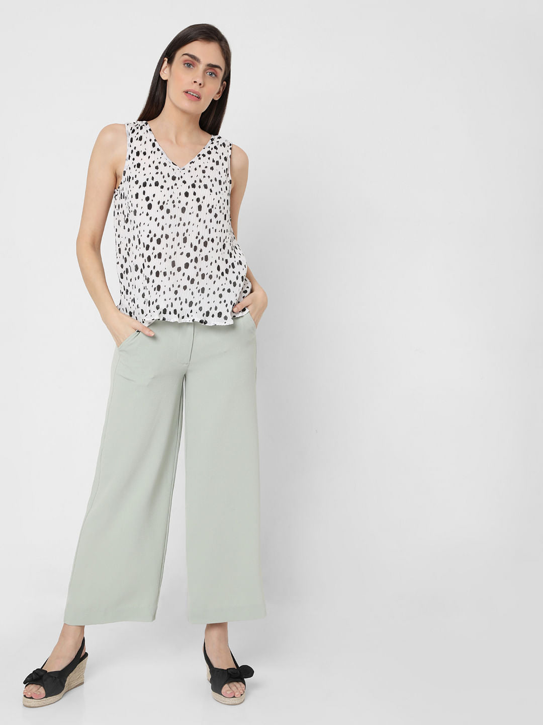 X Cruella White Pleated Co-Ord Set Top