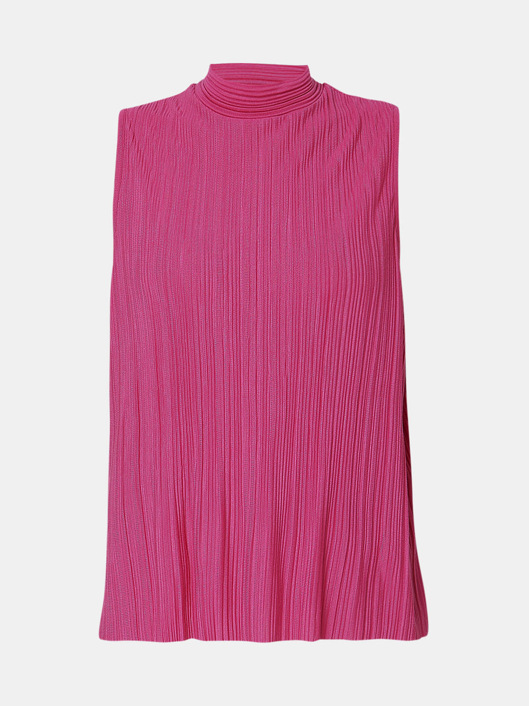 Fuchsia Plisse Top