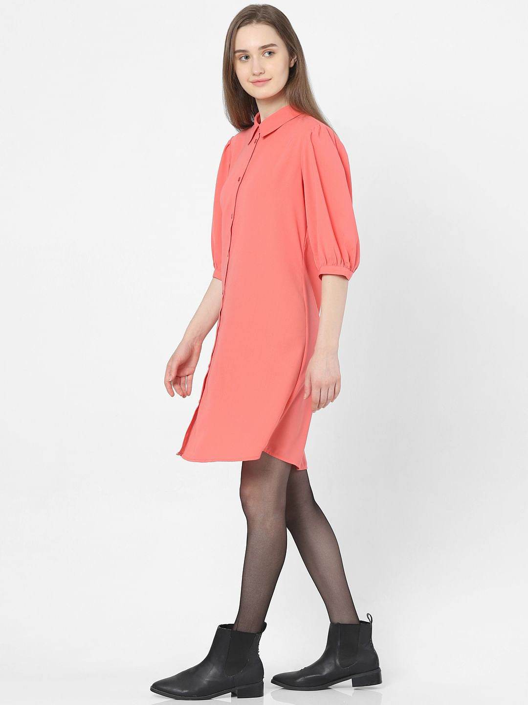 Peach Shirt Dress