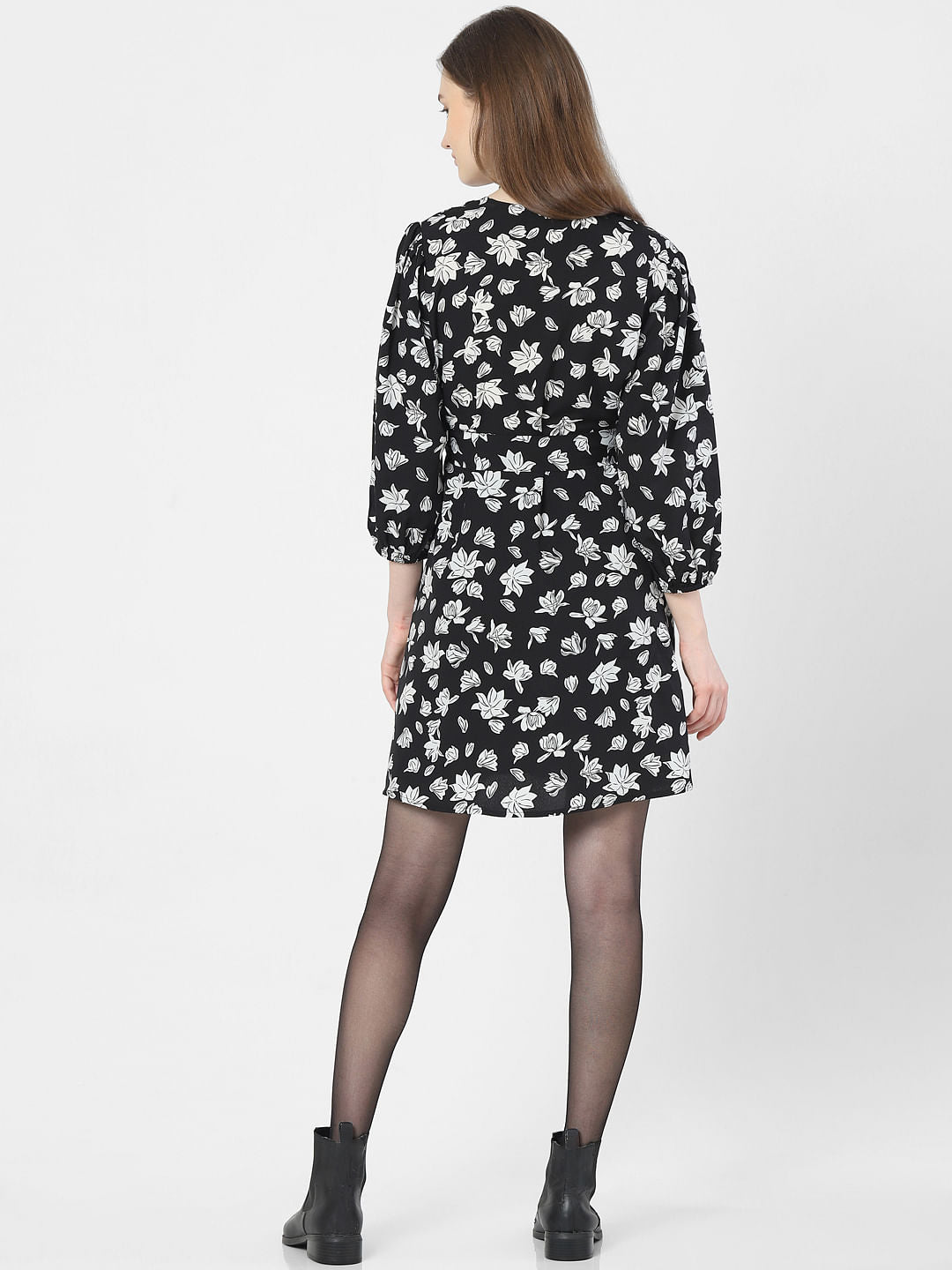 Black Floral Fit & Flare Dress