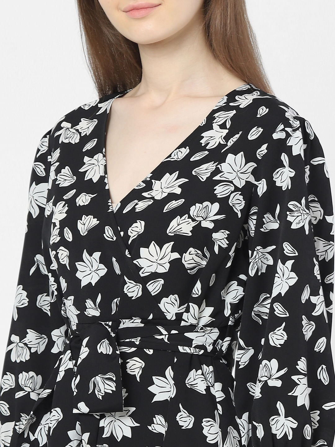 Black Floral Fit & Flare Dress