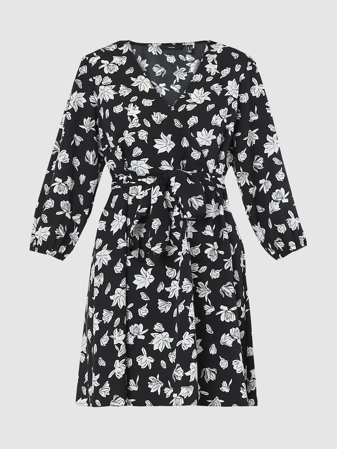 Black Floral Fit & Flare Dress