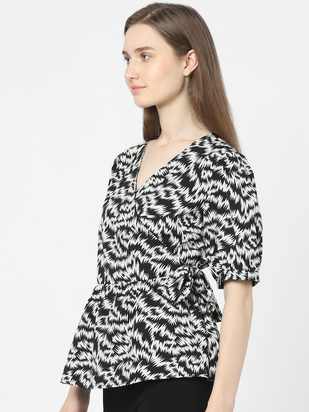 Black Abstract Print Top