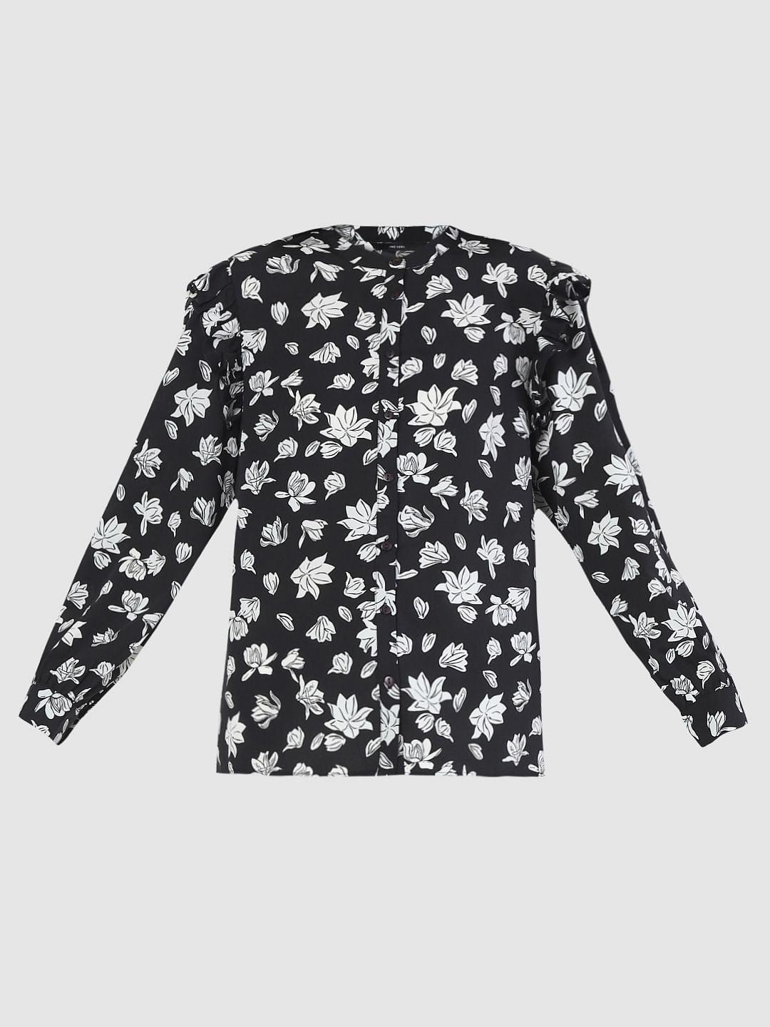 Black Floral Print Top