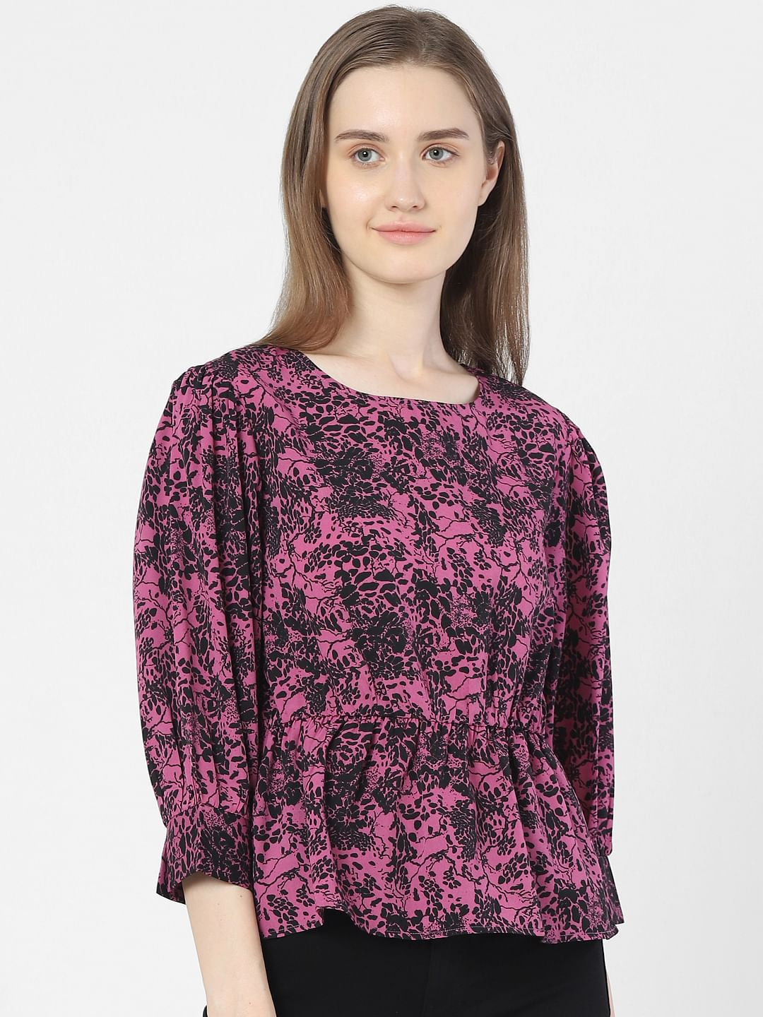 Purple Floral Print Top