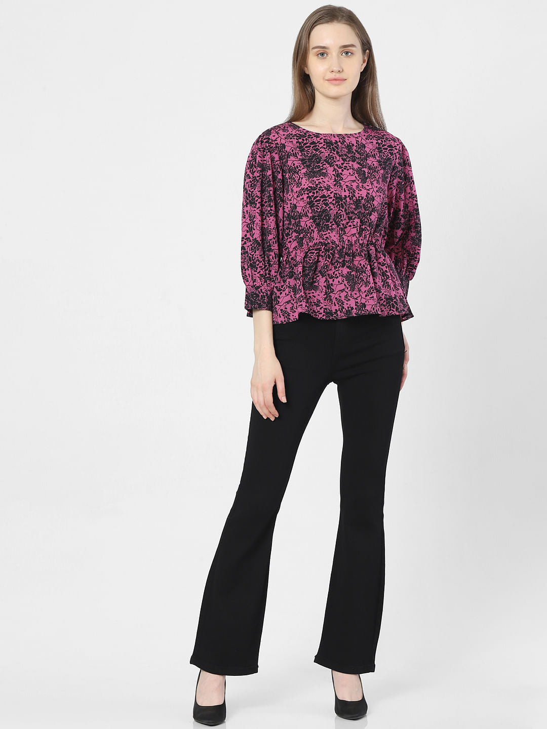 Purple Floral Print Top