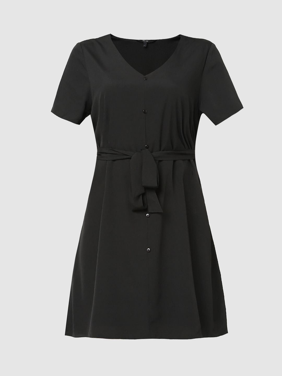 Black Buttoned Shift Dress