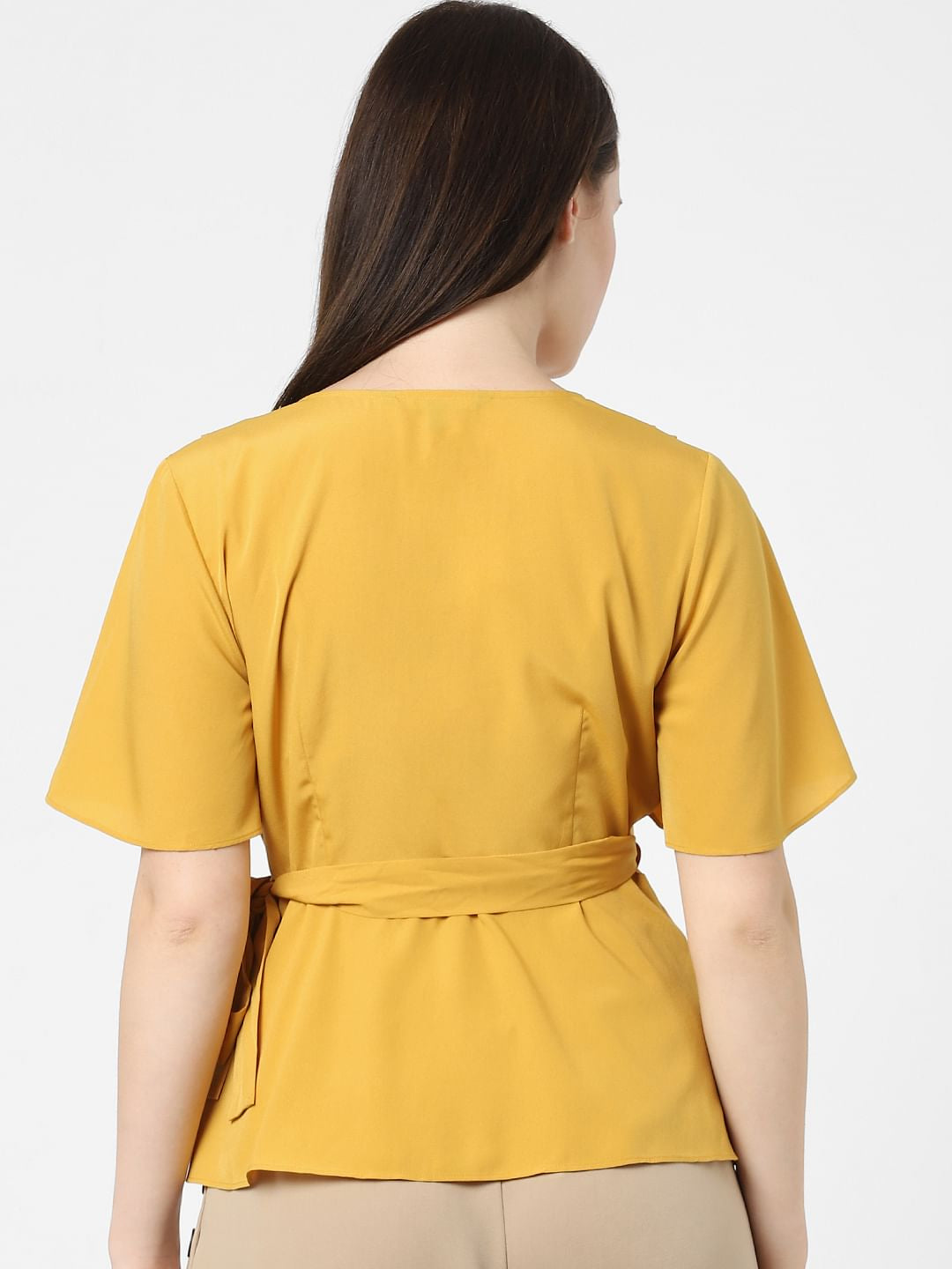 Mustard Mock Wrap Top