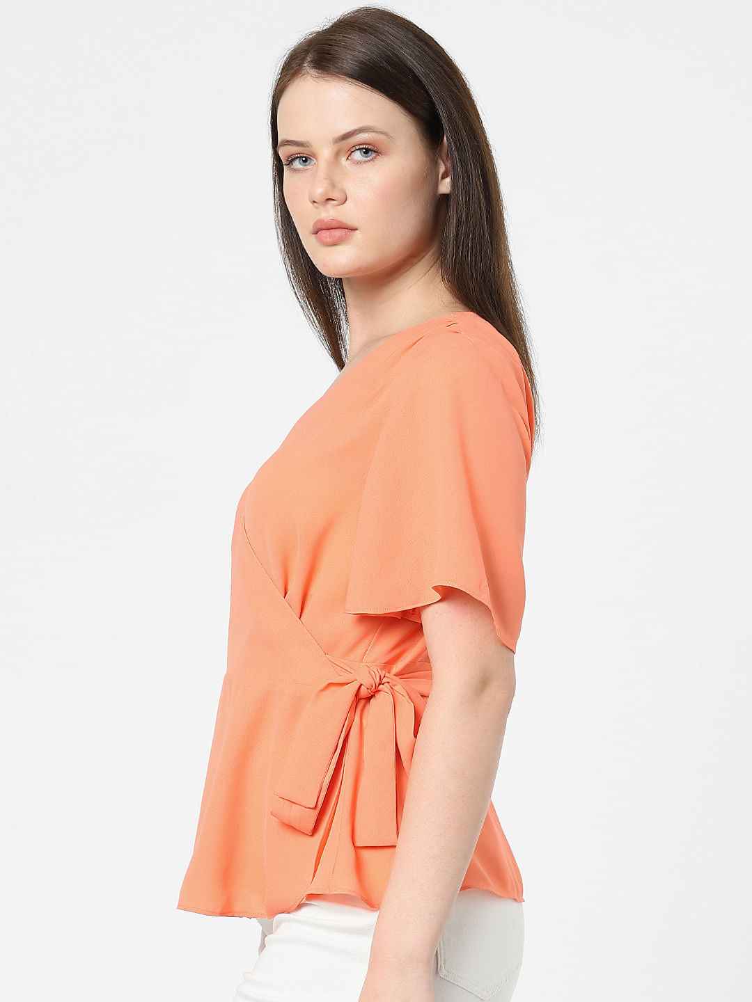 Orange Mock Wrap Top